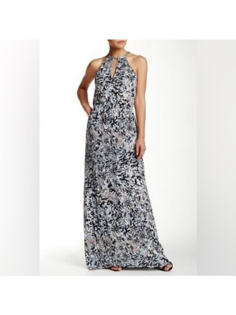 Parker Beaded snow leopard print Maxi Dress (F306)